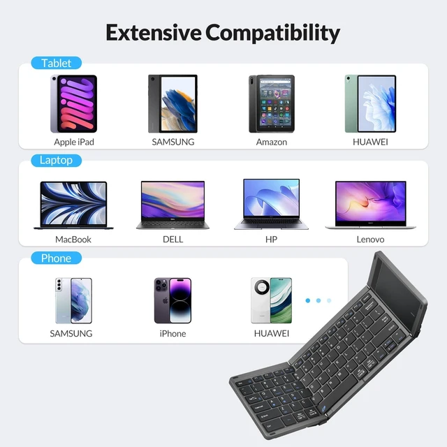 Alt view image 4 of 5 - Rii RK809Pro Foldable Bluetooth Keyboard with Touchpad
