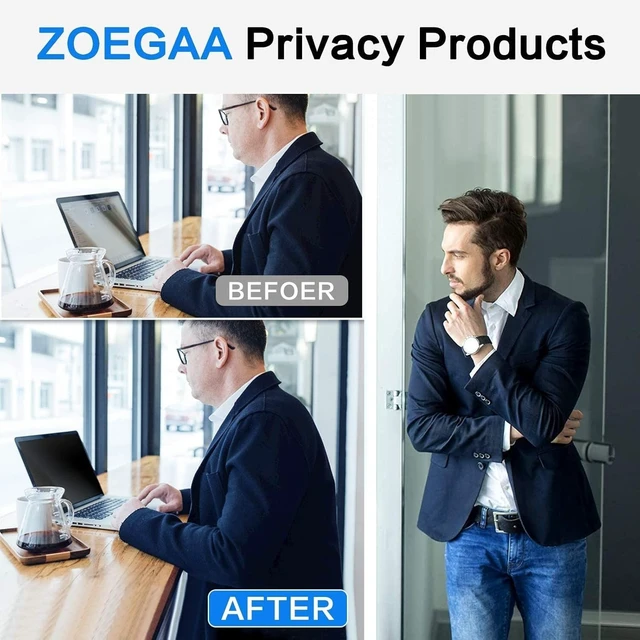 Alt view image 4 of 5 - ZOEGAA 16 Inch Laptop Privacy Screen Filter for 16:10 Widescreen Display 13.54"x8.45" - Laptop Screen Privacy Shield and Anti Blue Light Anti Glare Screen Protector