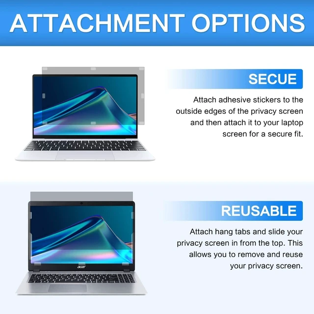 Alt view image 5 of 5 - ZOEGAA 16 Inch Laptop Privacy Screen Filter for 16:10 Widescreen Display 13.54"x8.45" - Laptop Screen Privacy Shield and Anti Blue Light Anti Glare Screen Protector