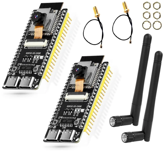 Main image of ESP32-S3-CAM Development Board with OV5640 Camera +Antenna, 16MB Flash 8MB PSRAM ESP32-S3 N16R8 Module with Dual USB-C WiFi BT MCU Microcontroller for IoT, MicroPython,DIY Projects and AI Project