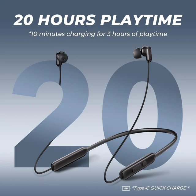 Alt view image 4 of 5 - N18 Neckband Bluetooth Earbuds, Wireless Bluetooth 6.0 Headphones with Microphone, Ultra-Lightweight Comfort, IPX7 Waterproof, Deep Bass Strong Beat, 20H Playtime, Magnetic Earphones