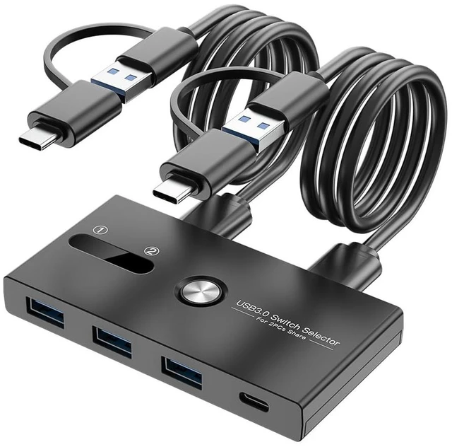 Main image of USB C Switch&USB A Switch 2 in 1,USB switcher 2 Computers Sharing USB C & A Devices, 4 Port USB Switcher Sharing Keyboard and Mouse/Printer/Scanner USB 3.0 KVM Switch(Not Support Charging/Monito