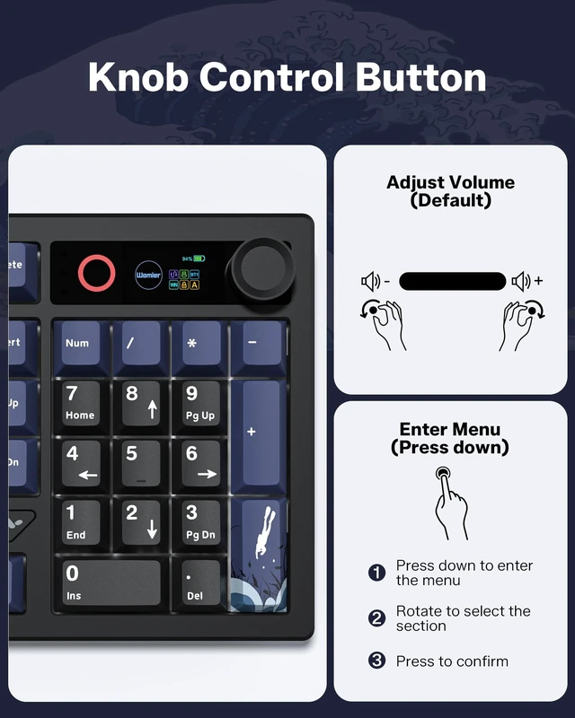 Alt view image 5 of 5 - Typehaven L98 Wireless Mechanical Gaming Keyboard with Smart Display & Knob