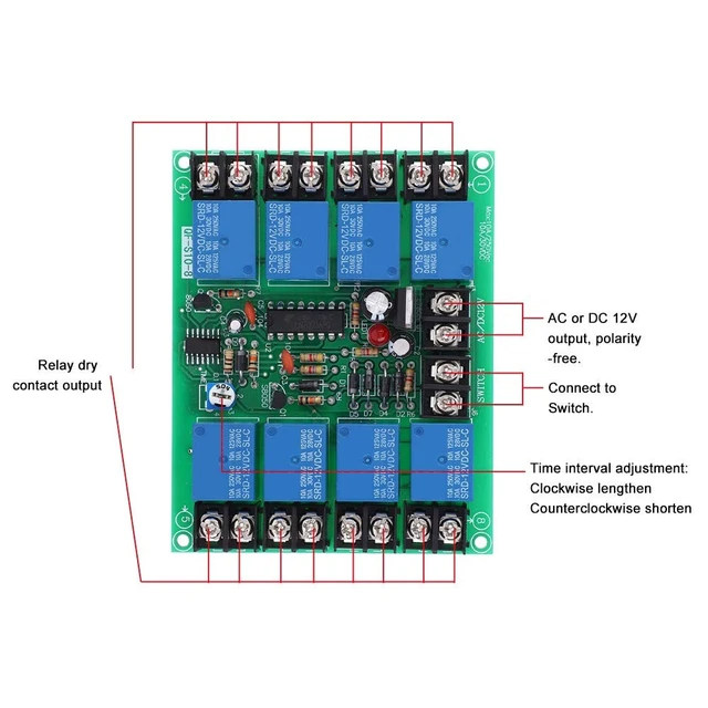 Alt view image 2 of 5 - Power Time Sequence Board 8-Channel QF-S10-8 0.2-4S Adjustable Delay Relay Board Time Sequence Module Electronic Components