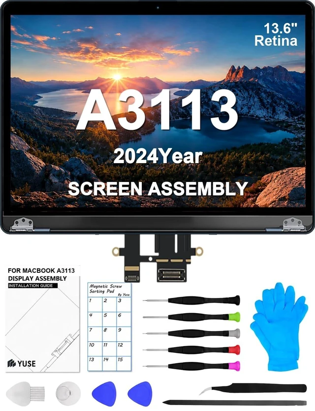 Main image of A3113 Replacement Screen for MacBook Air 13.6" 2024 (M3) Full LCD(Midnight)