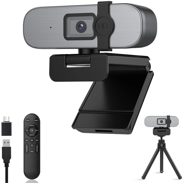 Main image of YQE 4K Webcam with Tripod, UHD Web Cam with Microphone, PDAF Autofocus Webcam with Remote Control, Privacy Cover, USB Type-A & A-to-C Adapter Computer Camera for Calling, Zoom/Teams/Facetime/Switch 2