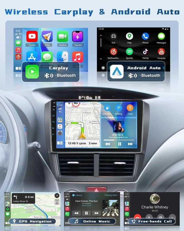 Alt view image 3 of 5 - Hikity Double Din Car Stereo for Subaru Forester Impreza WRX STI 2008-2012