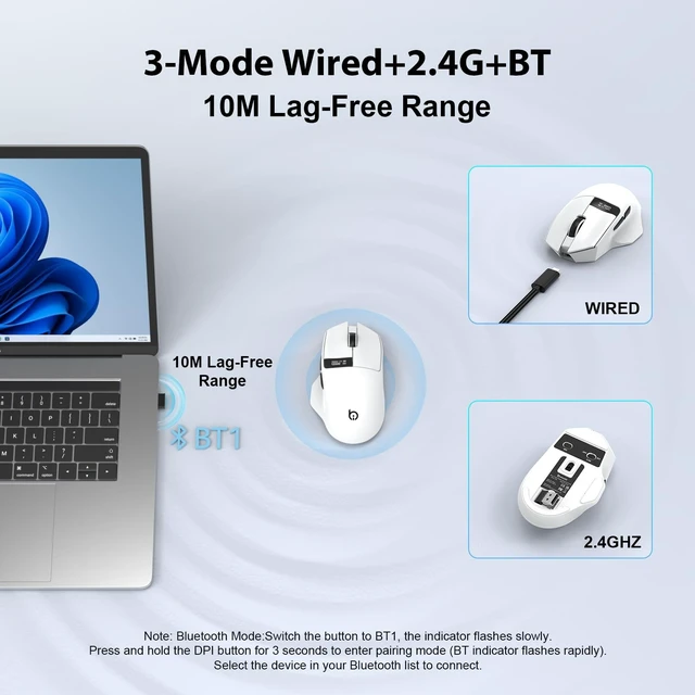 Alt view image 2 of 5 - xiaobi G9Pro Wireless Bluetooth Mouse with LED Screen Display