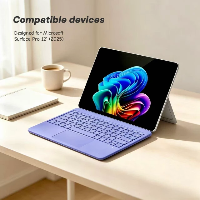 Alt view image 2 of 5 - mobee Keyboard for Microsoft Surface Pro 12" Device 2025, Magnetic Detachable Type Cover with Multi-Touch Trackpad, Ultra-Slim, USB-C Rechargeable Battery, Purple