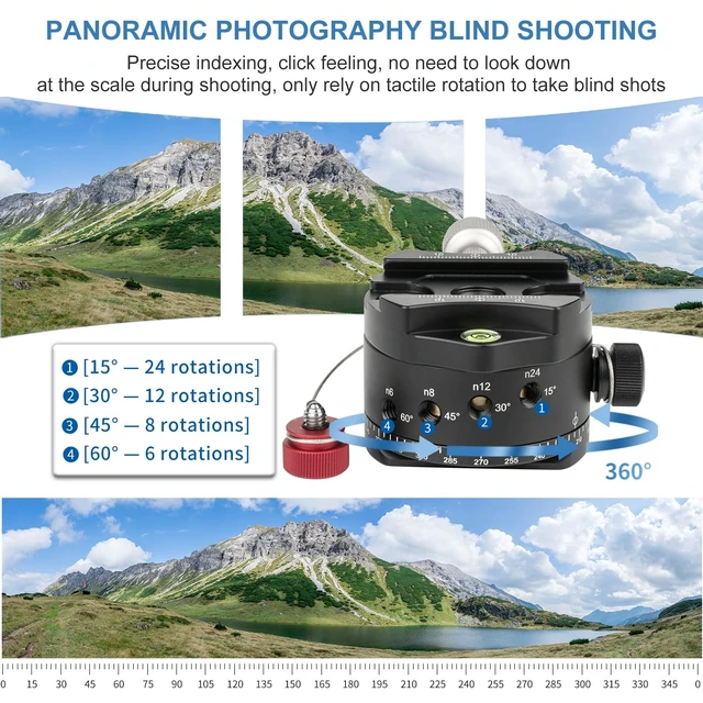 Alt view image 3 of 5 - CAVIX PH-720A Professional 720Gimbal Head Panoramic VR Tripod Head - 15kg/33lbs Heavy Duty Load Capacity, with Quick Release Plate for DSLR/Mirrorless Camera, Tripod, Ball Head, Panorama Photography