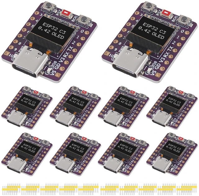 Main image of AITRIP 10PCS ESP32 C3 Development Board with 0.42 Inch OLED Display,Type-C ESP32 Mini Supports WiFi BT 5.0