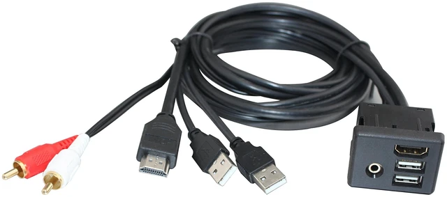 Main image of YONGJIANGXIA Car Dash Mount Installation HDMI Dual USB RCA Male Female Extension Cable 1M