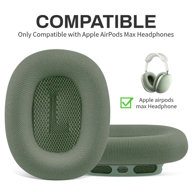 Alt view image 2 of 5 - Replacement Ear Cushions for Apple AirPods Max 1&2 Upgraded Memory Foam Pad with Durable Fabric,Sound Insulation and Noise Reduction,Strong Magnetic Fit,Sweat-Resistant,Breathable Comfor(Green)