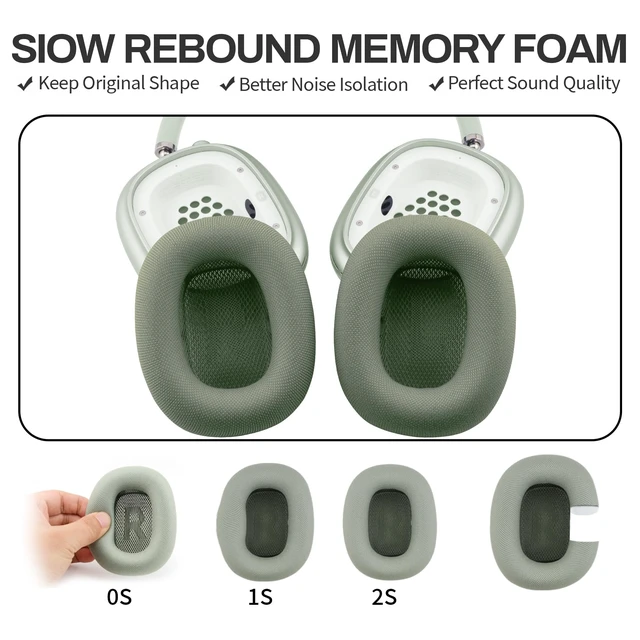 Alt view image 5 of 5 - Replacement Ear Cushions for Apple AirPods Max 1&2 Upgraded Memory Foam Pad with Durable Fabric,Sound Insulation and Noise Reduction,Strong Magnetic Fit,Sweat-Resistant,Breathable Comfor(Green)