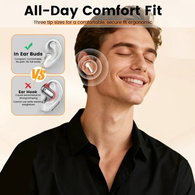 Alt view image 2 of 5 - Faifxo Wireless Earbuds, Bluetooth 5.4 Headphones in Ear with Smart Touchscreen Case, ANC Noise Cancelling Ear Buds, 60H Playtime for Sports & Working, Bass Stereo Sound for iPhone/Android (Bei