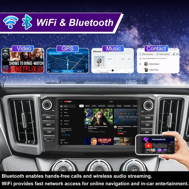 Alt view image 4 of 5 - 64G 5GWiFi Upgrade Car Radio for Toyota RAV4 2013 2014 2015 2016 2017 2018