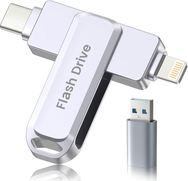 Main image of 256GB MFi Certified Photo Stick for iPhone Flash Drive, 3 in 1 USB Memory Stick Thumb Drive(Gray) for iPhone/iPad/Android/Mac/PC, Picture Keeper for Photos & Files Storage with ~244GB Available Space