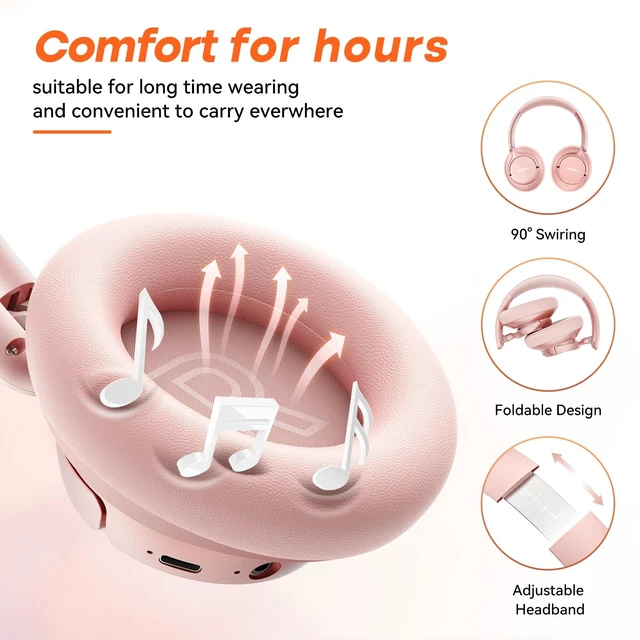 Alt view image 2 of 5 - BERIBES Hybrid Active Noise Cancelling Headphones Wireless Over Ear 70Hours