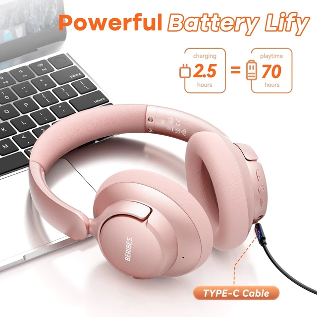 Alt view image 3 of 5 - BERIBES Hybrid Active Noise Cancelling Headphones Wireless Over Ear 70Hours