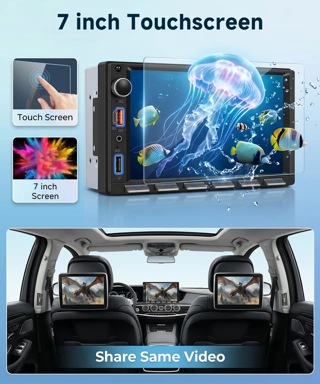 Alt view image 3 of 5 - KYNNT Double Din Radio 7 inch Touch Screen Radio