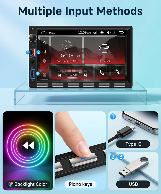 Alt view image 4 of 5 - KYNNT Double Din Radio 7 inch Touch Screen Radio