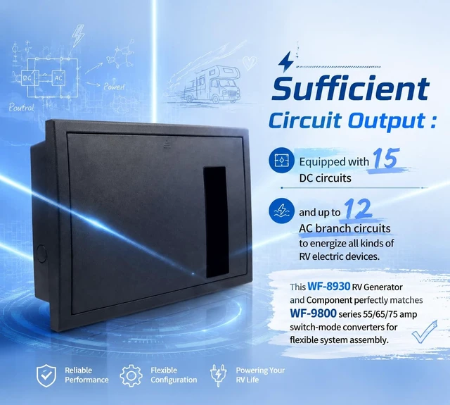 Alt view image 3 of 5 - WF-8930/50NPB RV Power Distribution Center, 30/50 Amp Panel for Camper