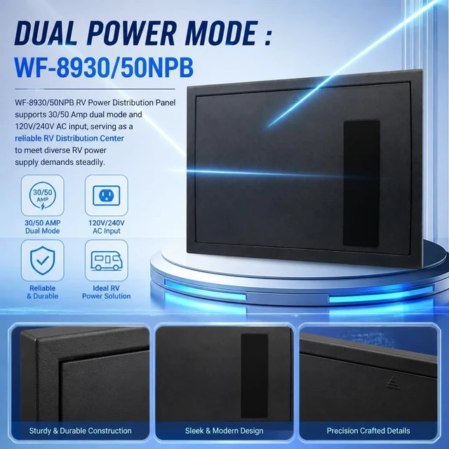 Alt view image 5 of 5 - WF-8930/50NPB RV Power Distribution Center, 30/50 Amp Panel for Camper