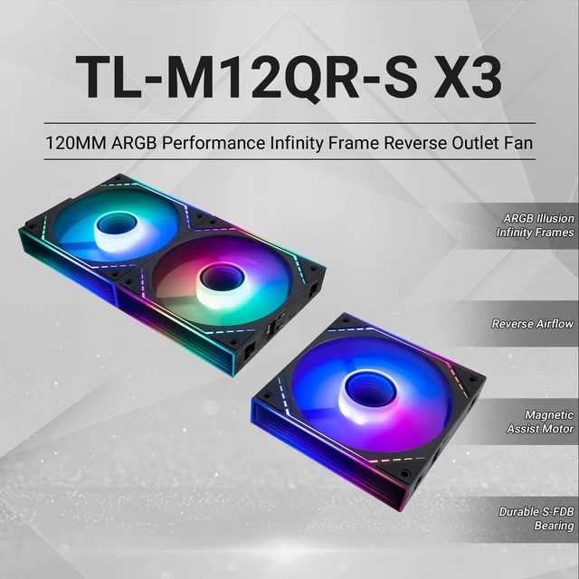 Alt view image 2 of 5 - TR Thermalright TL-M12QR-S X3 Case Fan Wireless Splicing, Building Blocks CPU Cooler Comes with ARGB Mirror Light Effect,PC PWM Silent Cooling with 1500RPM Speed, CPU Cooler Fan (Rev