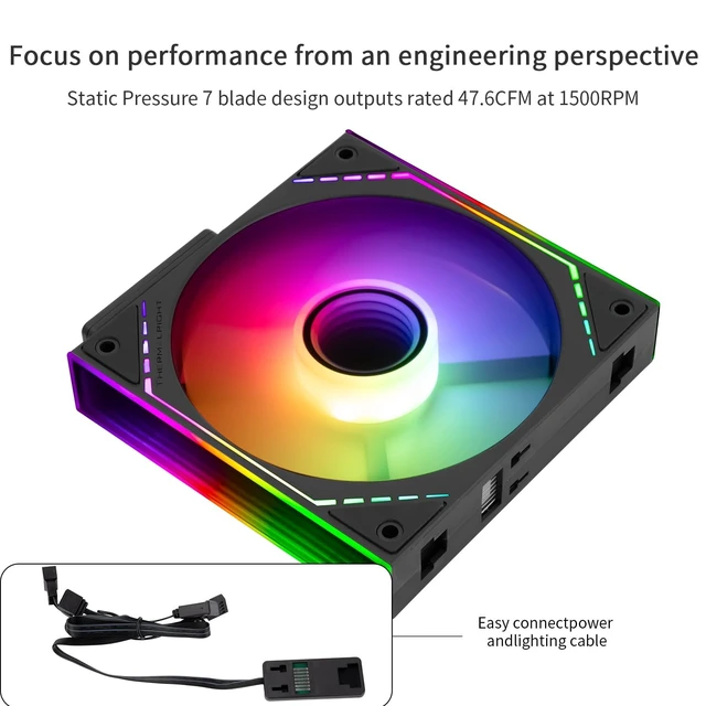 Alt view image 3 of 5 - TR Thermalright TL-M12QR-S X3 Case Fan Wireless Splicing, Building Blocks CPU Cooler Comes with ARGB Mirror Light Effect,PC PWM Silent Cooling with 1500RPM Speed, CPU Cooler Fan (Rev
