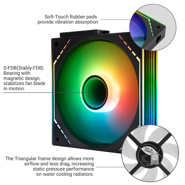 Alt view image 4 of 5 - TR Thermalright TL-M12QR-S X3 Case Fan Wireless Splicing, Building Blocks CPU Cooler Comes with ARGB Mirror Light Effect,PC PWM Silent Cooling with 1500RPM Speed, CPU Cooler Fan (Rev