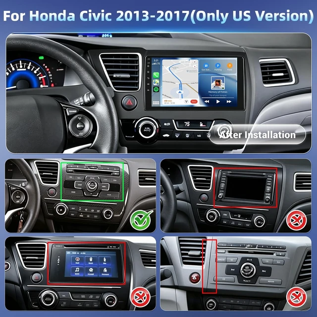 Alt view image 2 of 5 - 4Core+64G Android Car Radio for Honda Civic 2013-2017(Only US Version)