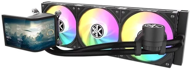 Main image of KINGCOOL Orbitto 360mm AIO CPU Cooler with 6.67-inch Curved Display Black