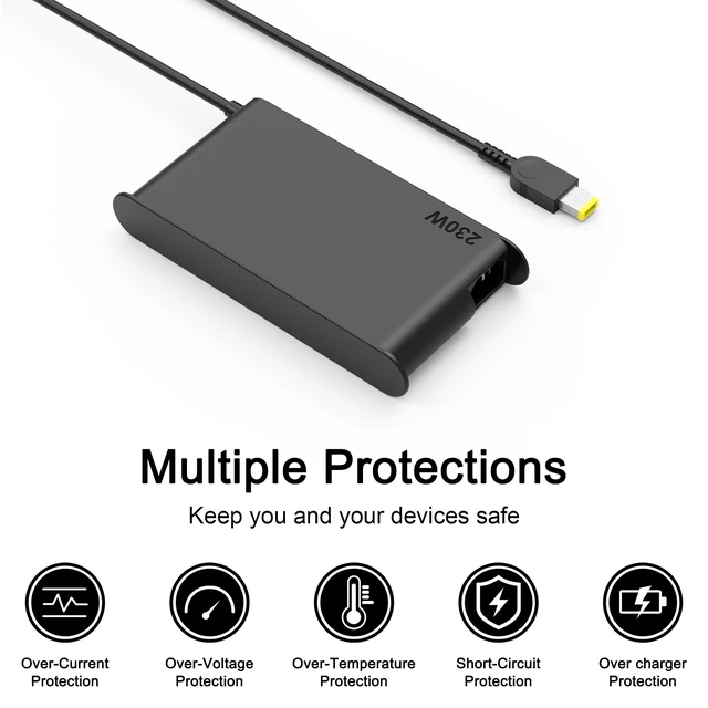 Alt view image 4 of 5 - AWUREYIT 230W 20V 11.5A Slim Tip Laptop Charger Compatible with Lenovo Legion Slim 5 7 5P S7 Y540 Y545 Y740 Y530 Y7000 ThinkPad P1 P15 P16 P17 P52 P53 P70 P71 P72 P73 ThinkBook 16p P/N ADL230NLC3