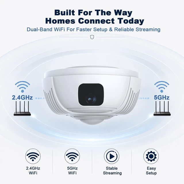 Alt view image 4 of 5 - Smoke Detector Wireless Security Camera with 330 Coverage, 2.4G/5G Wi-Fi