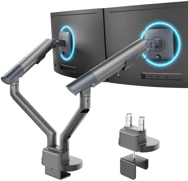 Main image of monTEK Aluminum Dual Monitor Arm for 17-40" Screens, 24.3 lbs Each, Gray