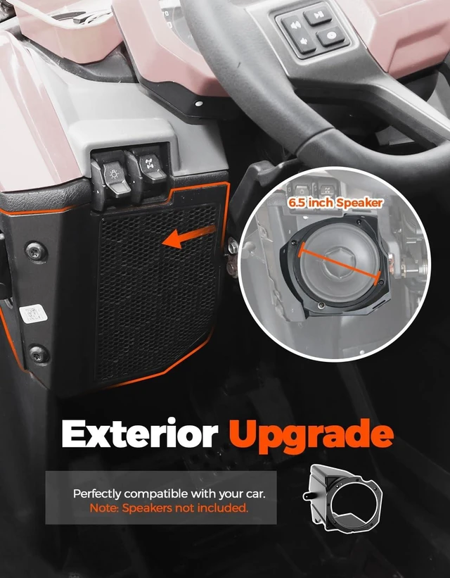 Alt view image 2 of 5 - HugeUTV 6.5" Under Dash Speaker Pods for Polaris RZR PRO XP/PRO R/Turbo R