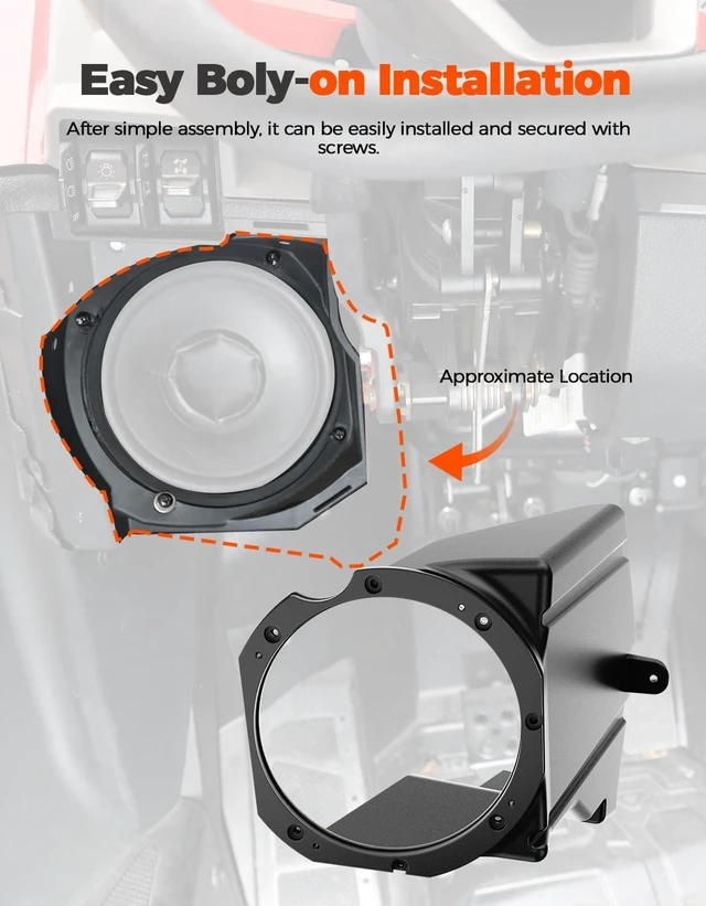 Alt view image 5 of 5 - HugeUTV 6.5" Under Dash Speaker Pods for Polaris RZR PRO XP/PRO R/Turbo R
