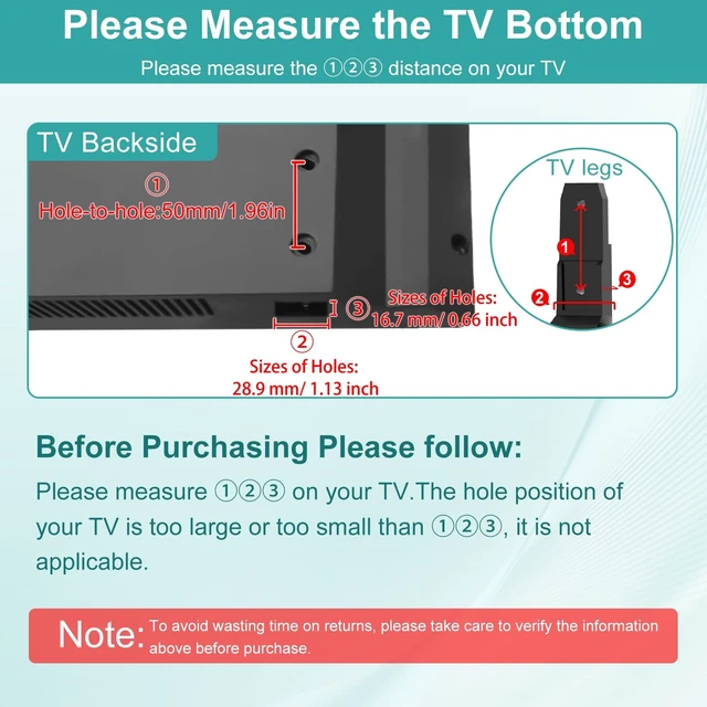 Alt view image 2 of 5 - TV Stand for Vizio TV Legs V505-H9 V505-H19 D50X-G9 V505-G9 M506X-H9 Listed, for Specific TV Bottom Ports, Confirm Description Picture Before Buying - Avoid Mismatch