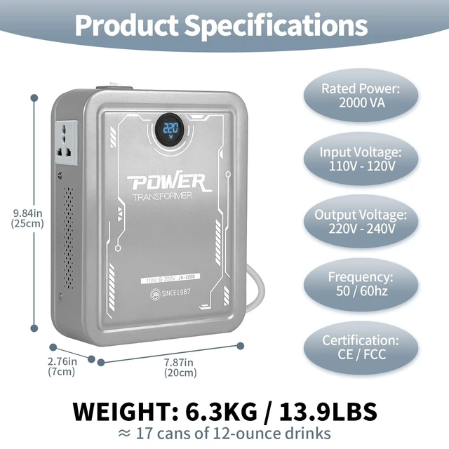 Alt view image 2 of 5 - 2000W Step Up Transformer 110v to 220v Voltage Converter 120v to 240v