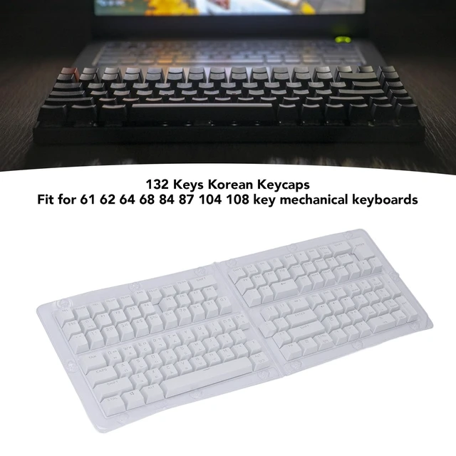 Alt view image 2 of 5 - Korean Keycaps, 132 Keys Custom Keyboard Keycaps ABS OEM Height Matte Finish DIY Keycaps for 61 62 64 68 84 87 104 108 Mechanical Keyboards (White)