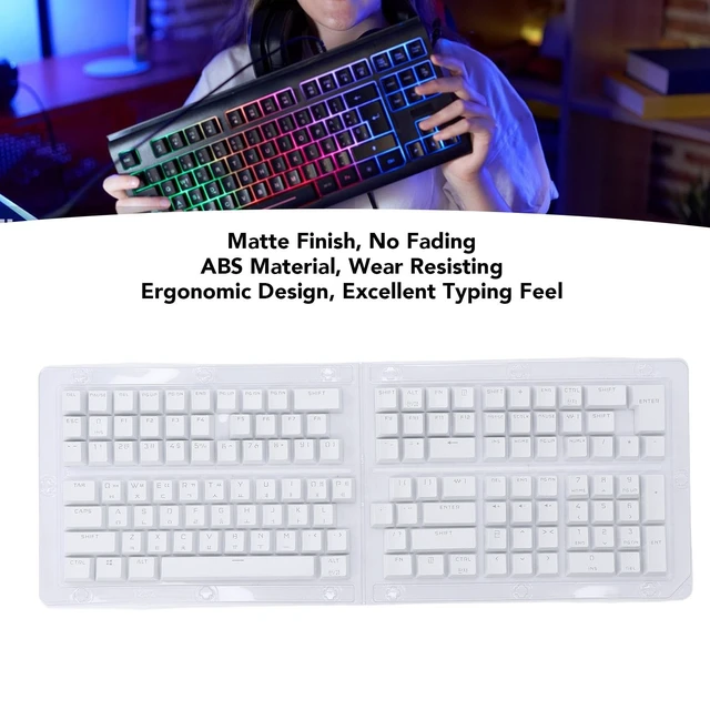 Alt view image 3 of 5 - Korean Keycaps, 132 Keys Custom Keyboard Keycaps ABS OEM Height Matte Finish DIY Keycaps for 61 62 64 68 84 87 104 108 Mechanical Keyboards (White)