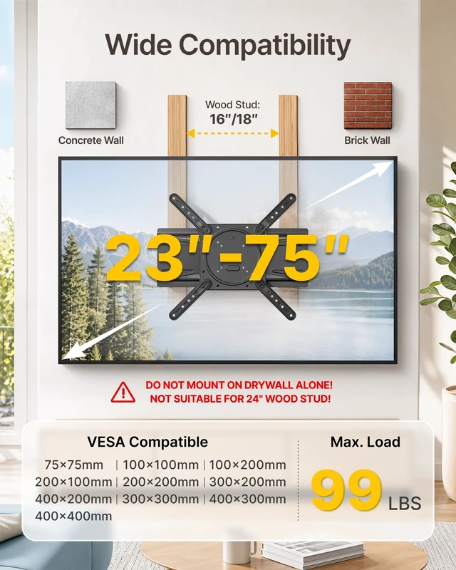 Alt view image 2 of 5 - monTEK 1.3" Ultra Slim Full Motion TV Wall Mount for 23-75 Inch TVs
