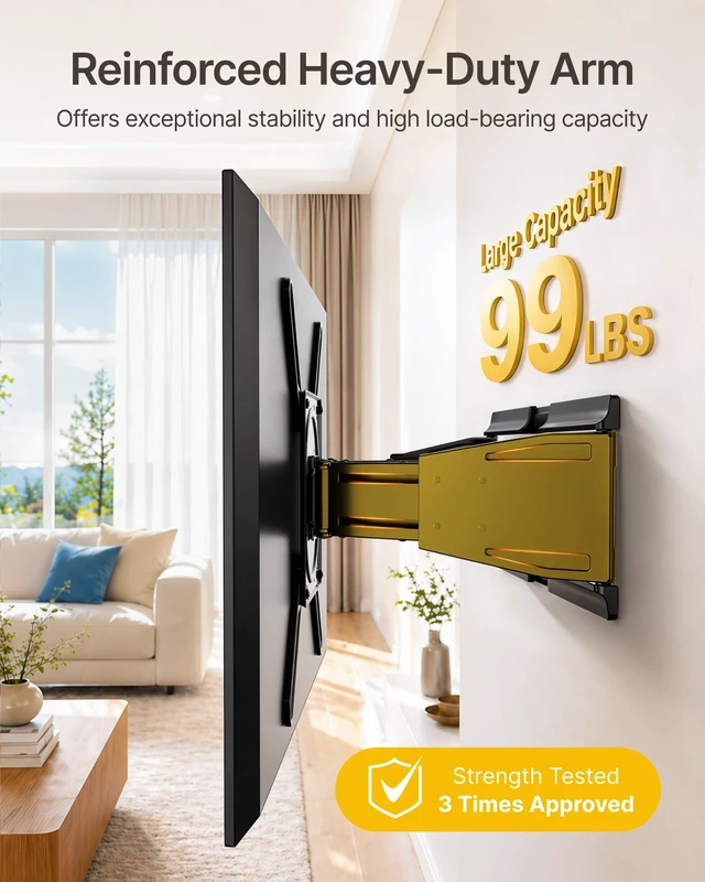 Alt view image 4 of 5 - monTEK 1.3" Ultra Slim Full Motion TV Wall Mount for 23-75 Inch TVs