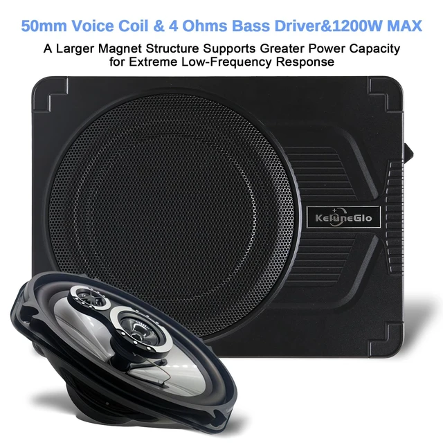 Alt view image 2 of 5 - AMEMONDORA 10 Inch Slim Under Seat Powered Car Subwoofer, 1200W Max Active Built-in Amplifier, Low Profile Deep Bass Audio Speaker, High/Low Level Input for Car, Truck, SUV & Pickup