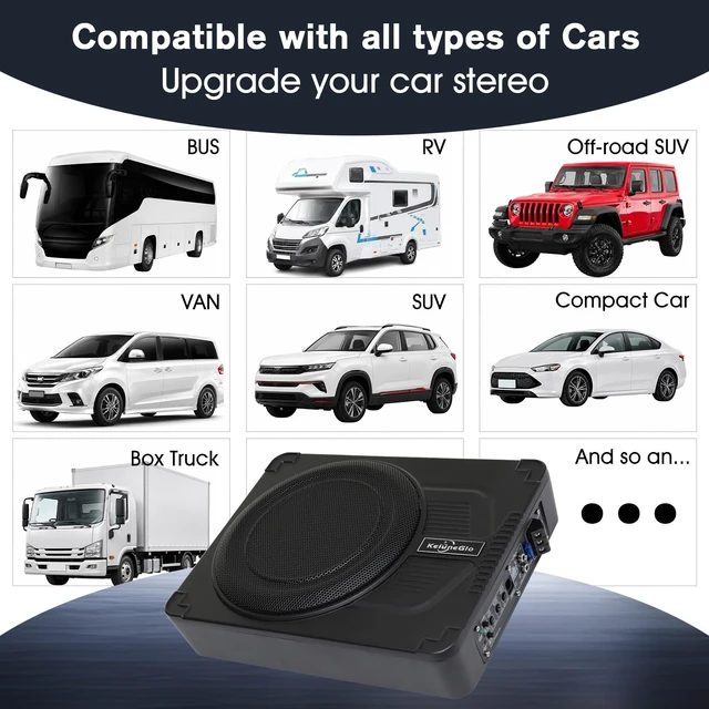Alt view image 5 of 5 - AMEMONDORA 10 Inch Slim Under Seat Powered Car Subwoofer, 1200W Max Active Built-in Amplifier, Low Profile Deep Bass Audio Speaker, High/Low Level Input for Car, Truck, SUV & Pickup