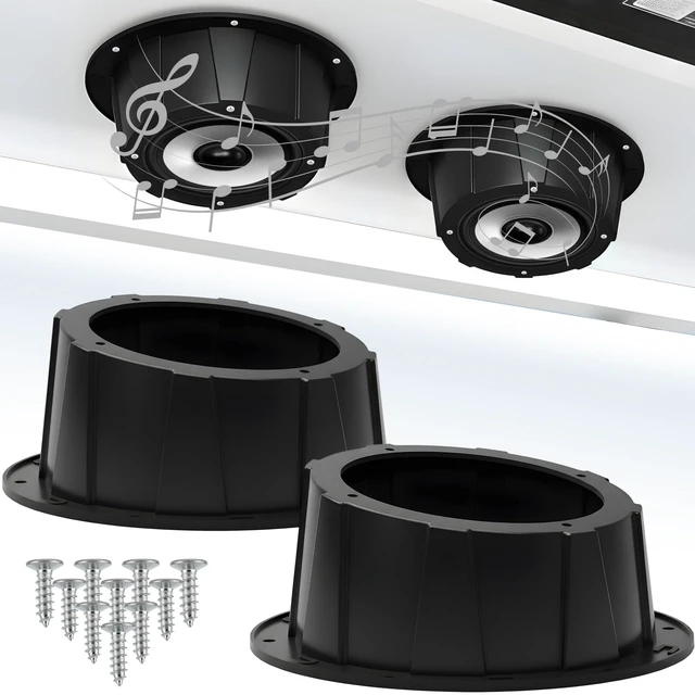 Main image of Dubbs Hardware 2PCS x 6.5 Speaker Pods, Angled Speaker Enclosure for 6.5 Inch Speakers for UTVs, RVs, Cars, Boats, Trunks, Trailers, Doors with Pre-Drilled Holes, Screws Included (Black)