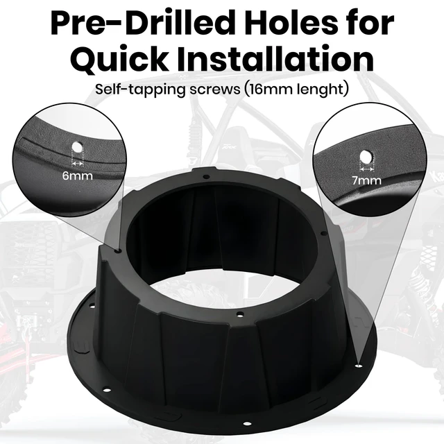 Alt view image 3 of 5 - Dubbs Hardware 2PCS x 6.5 Speaker Pods, Angled Speaker Enclosure for 6.5 Inch Speakers for UTVs, RVs, Cars, Boats, Trunks, Trailers, Doors with Pre-Drilled Holes, Screws Included (Black)
