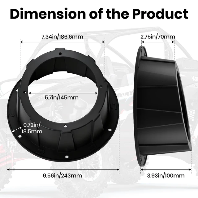 Alt view image 4 of 5 - Dubbs Hardware 2PCS x 6.5 Speaker Pods, Angled Speaker Enclosure for 6.5 Inch Speakers for UTVs, RVs, Cars, Boats, Trunks, Trailers, Doors with Pre-Drilled Holes, Screws Included (Black)