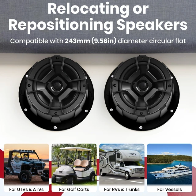 Alt view image 2 of 5 - Dubbs Hardware 2PCS x 6.5 Speaker Pods, Angled Speaker Enclosure for 6.5 Inch Speakers for UTVs, RVs, Cars, Boats, Trunks, Trailers, Doors with Pre-Drilled Holes, Screws Included (Black)