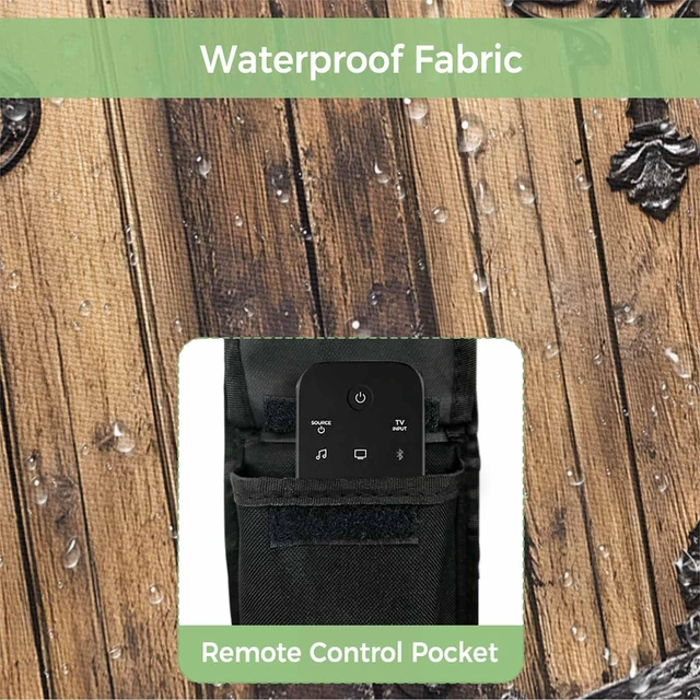 Alt view image 3 of 5 - Jimehezon Wooden Door Outdoor TV Cover 60 to 65 Inches Barn Door Dilapidated Wood Grain Weatherproof&Waterproof TV Covers with Remote Control Pocket, Screen Protectors for Outside